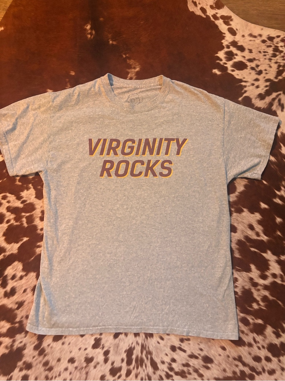 Men's Gray 'Virginity Rocks' Short Sleeve Tee‎